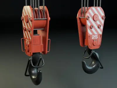 Crane hook block PBR Low-poly 3D model