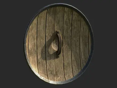 Shiled wooden shield Low-poly 3D model