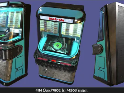Antique vintage retro music Jukebox or Rockola Low-poly 3D model