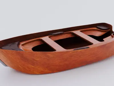Wooden Rowboat UV Unwrapped Low-poly 3D model