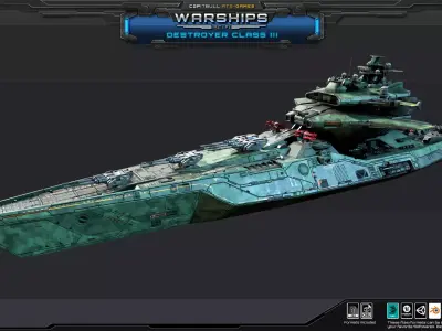 WARSHIPS - Destroyer Class III  Low-poly 3D model