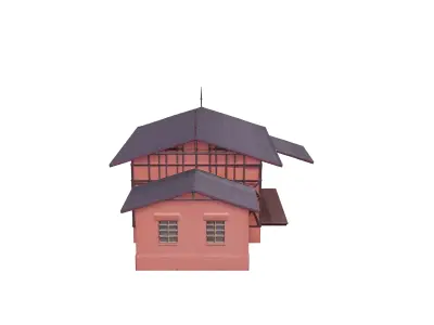 TimberFramed Train Station 3D model