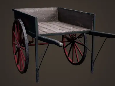 Hand drawn cart Low-poly 3D model