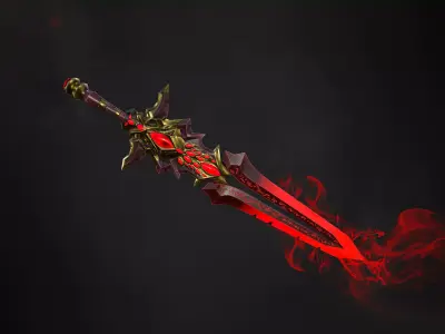 Ancient Blood-Rune Greatsword Gameready Low-poly 3D model