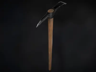 Pickaxe PBR Low-poly 3D model axe with wooden handle Low-poly 3D model