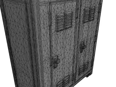 Weathered Industrial Metal Storage Locker Low-poly 3D model