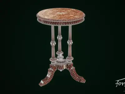 Antique Three-Legged Round Stool Low-poly 3D model