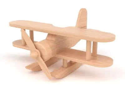 Wooden toy floatplane 02 3D model