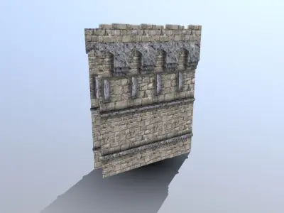 Medieval French Castle Wall Low-poly 3D model