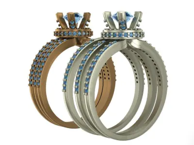 2 part and 3-line wedding ring 3D print model