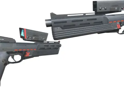 21-AMJ-9-gun model 3d game ready model Low-poly 3D model Low-poly 3D model