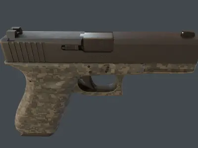 Camouflage Glock 17 with magazine Low-poly 3D model