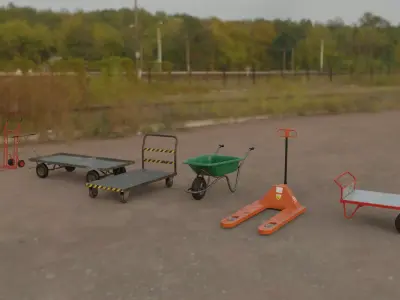 trolley asset pack Low-poly 3D model