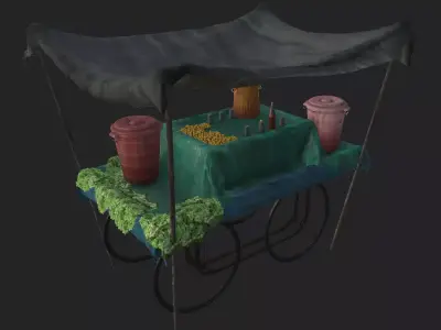 Lemon Water Cart Low-poly 3D model