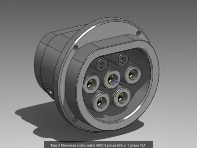 Type2 MENNEKES all configurations that are induced in IEC 62196 3D Model Pack