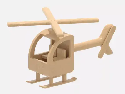Wooden Helicopter Low-poly 3D model