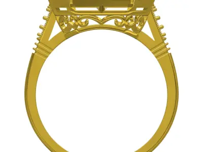 Antique Art Deco Filligree Wedding Bridal Ring 3D print model