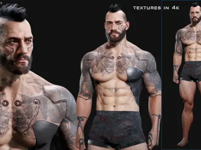 Base Male and Sci-fi Game Character Starter Low-poly 3D model