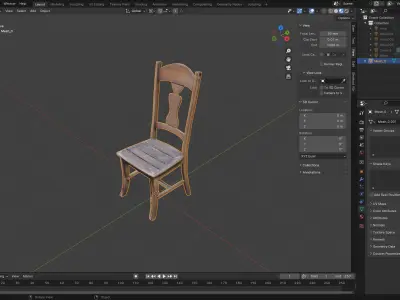 Vintage Rustic Wooden Chair - 3D Model for Interior Design 3D model