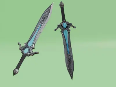 Fantasy Warrior Sword 3D Model  Game Ready PBR Textures 3D model