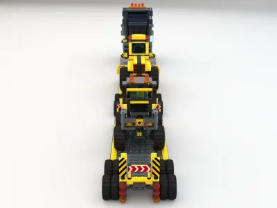 Lego Truck  Bulldozer Road Roller with 3 drivers and trailer 3D model