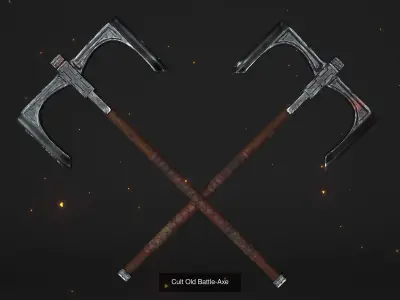 Fantasy Cults Axe Set - Plus Fire Ring 3D Model Collection