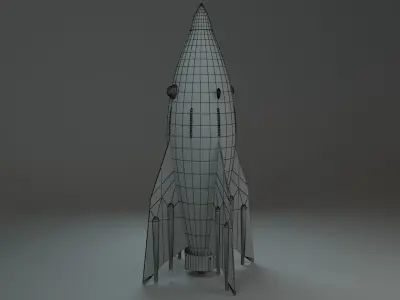 Rocketship V2 1950s style Free low-poly 3D model