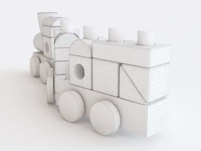 Wooden toy train color 01 3D model