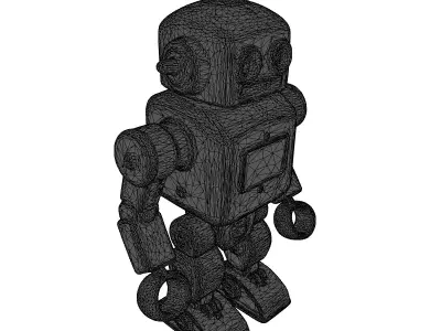 Retro Red Robot Toy Figure 3D model