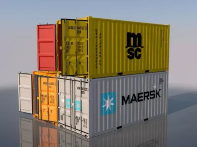 Shipping Container 20ft Rigged 3D model