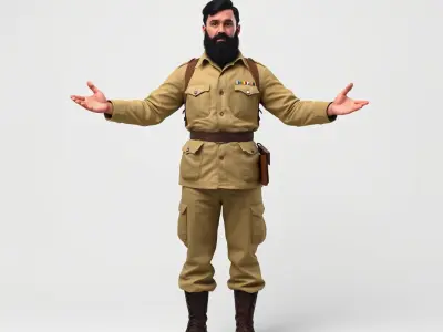 Military Officer Model Rigged and Animated Low-poly 3D model