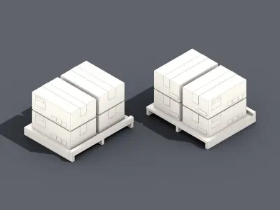 Low Poly Warehouse Logistics Isometric Low-poly 3D model