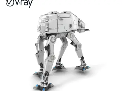 Bipedal Sci-Fi Walker Armored Model Pack Low-poly 3D model