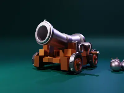 Stylized Cannon Low-poly 3D model
