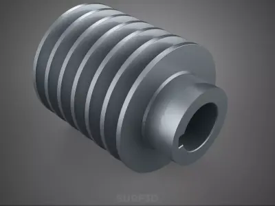 STANDARD 6 SIX SEXTUPLE GROOVE TRACK PULLEY SHEAVE WHEEL V BELT 3D model