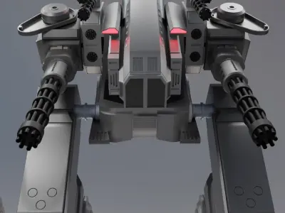 War-Robot robot with guns Low-poly 3D model
