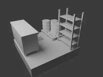  Low poly garage asset Free 3D model