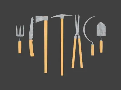 Garden tools Lite Free low-poly 3D model