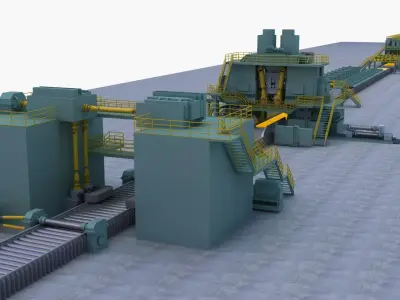 Metal Sheet Cutting And Rolling Mill 3D model