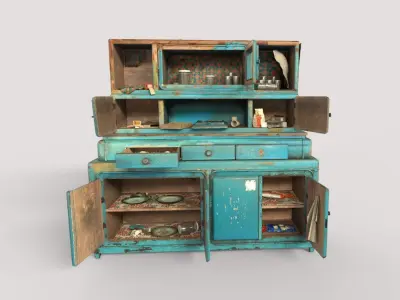 Old Blue Cabinet 3D model
