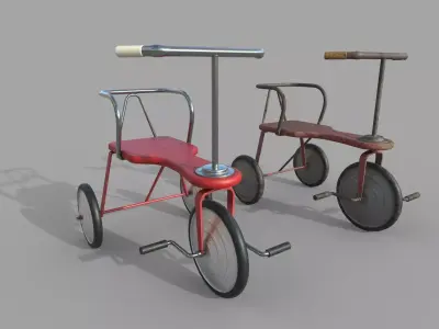 Retro bike Low-poly 3D model
