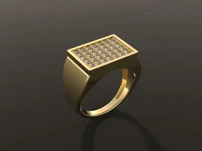 Square Signet Diamond Ring 3d Model Special 3D print model