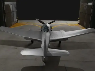 Curtiss XBT2C WW2 plane 3D model