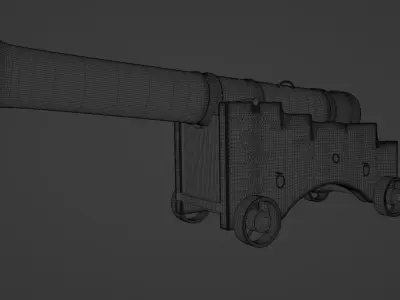 Medieval Cannon with 2K Textures Low-poly 3D model