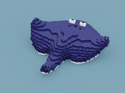 Voxel Stingray Low-poly 3D model