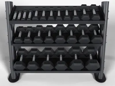 Hex Dumbbell Rack 3D model