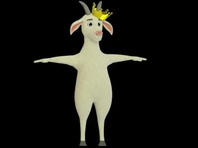 GOAT KING 3D CARTOON CHARACTER   Low-poly 3D model