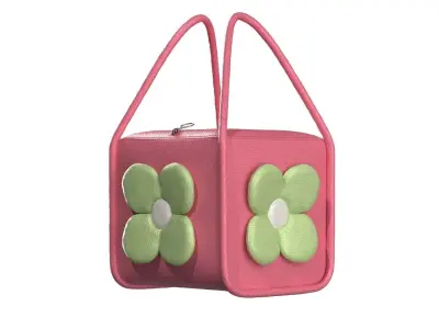 Pink Leather Flower Box Bag 3D model