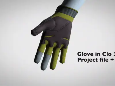 Military glove Clo 3d 3D model
