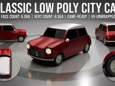 Low Poly Small SUV Game-ready vehicle FBX OBJ Low-poly 3D model